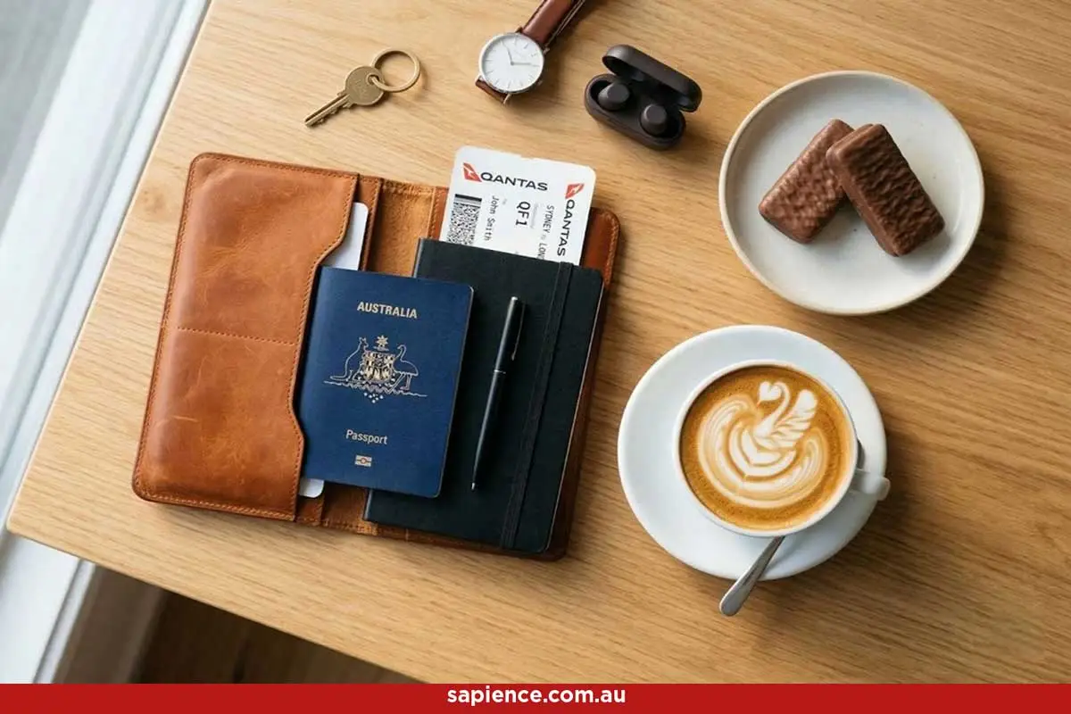 Australian passport coffee and tim tam chocolate biscuits 