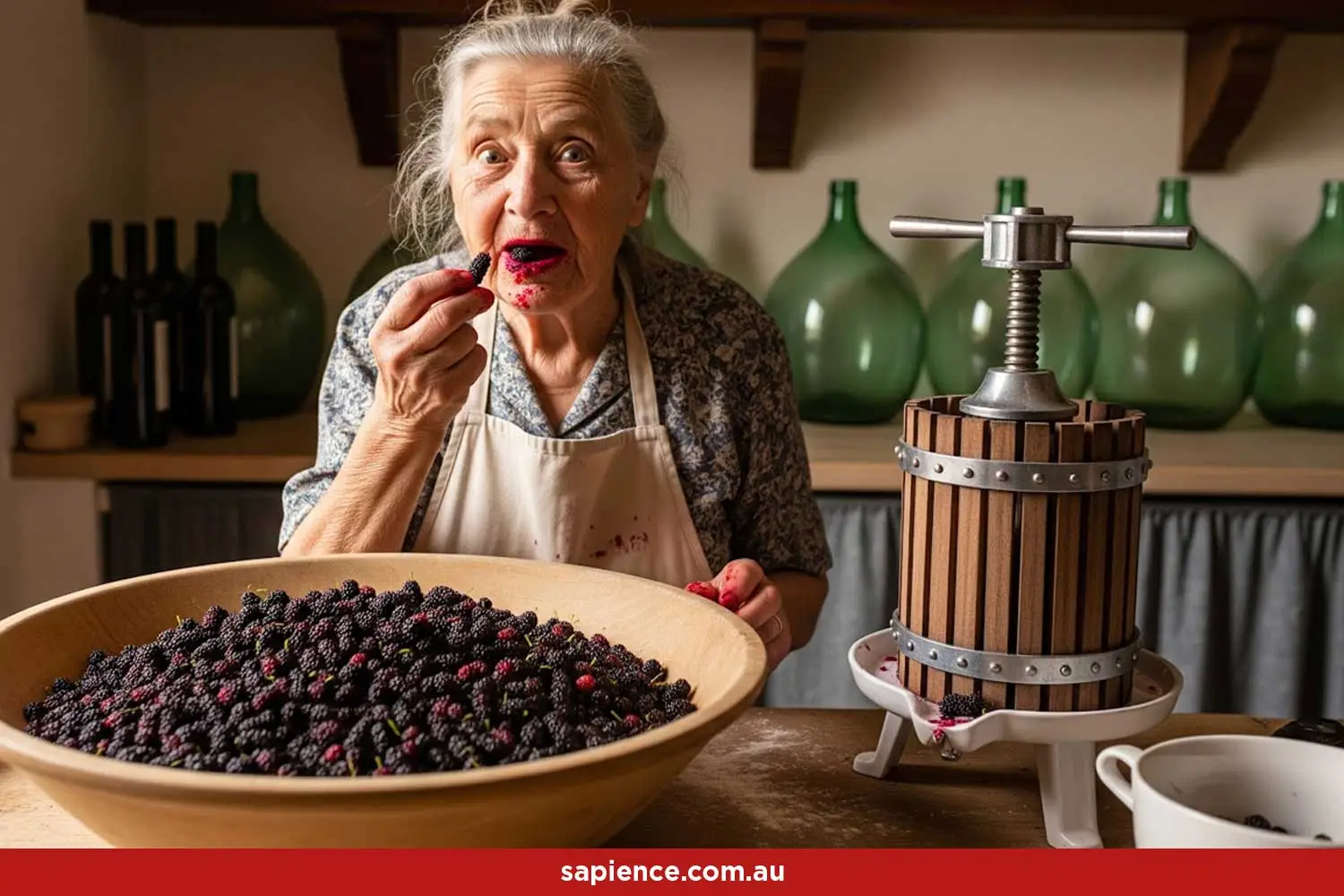 Aunt Edgar's most recent mulberry wine exploits