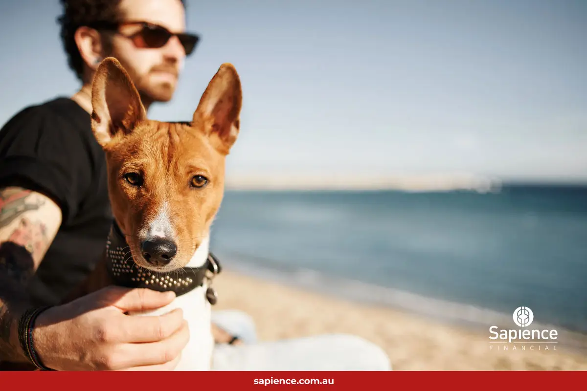 small business owner with his partner dog